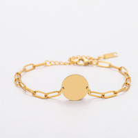 Bracelet en acier inoxydable avec pendentif circulaire en forme de trombone, gravé au laser, plaqué titane/argent, unisexe, idéal pour un anniversaire