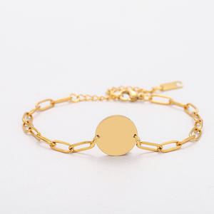 Bracelet en acier inoxydable avec pendentif circulaire en forme de trombone, gravé au laser, plaqué titane/argent, unisexe, idéal pour un anniversaire - Product Image 2