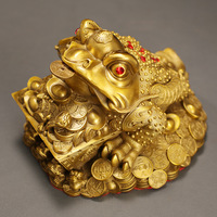 Figurine de crapaud doré en laiton, Feng Shui traditionnel, moulage antique, cadeaux d'ouverture de magasin, décoration pour la maison et les entreprises