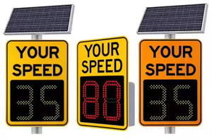 Panneau de signalisation routière LED solaire avec radar de limitation de vitesse, affichage LED, signalisation routière portable, signalisation de vitesse par radar - Product Image 4