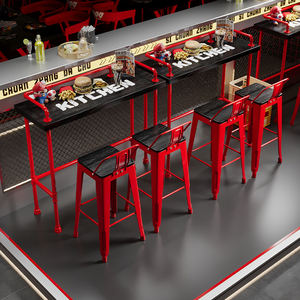 Combinación <span class=keywords><strong>de</strong></span> mesa alta y silla <span class=keywords><strong>de</strong></span> madera maciza para el hogar, mesa <span class=keywords><strong>de</strong></span> pared larga <span class=keywords><strong>de</strong></span> hierro creativa para juego <span class=keywords><strong>de</strong></span> Bar, uso en tienda <span class=keywords><strong>de</strong></span> té <span class=keywords><strong>de</strong></span> la leche - Product Image 2