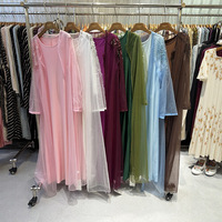 Kaftan de soirée brodé de perles, fait main, robe longue modeste musulmane, style ODM Dubaï, luxe pour femme, pour l'Aïd et les mariages