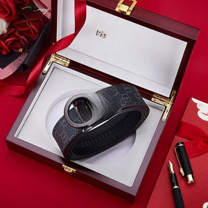 Ceinture de pantalon décontractée à boucle automatique pour hommes, en cuir de vache, style simple, pour jeunes et hommes d'âge moyen, en cuir véritable. - Product Image 4