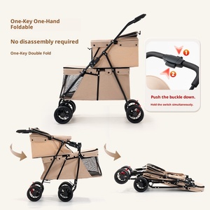 Cochecito de <span class=keywords><strong>perro</strong></span> de doble capa para 2 mascotas, transportador de viaje al aire libre, carros de 4 ruedas, <span class=keywords><strong>carrito</strong></span> plegable para mascotas para perros, gatos, cochecito para mascotas - Product Image 4