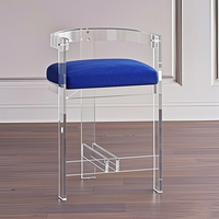 Chaises de bar modernes en acrylique avec coussins en velours, durables et écologiques, pour appartement, maison, comptoir de bar - Vente en gros usine