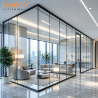 Cloison vitrée pleine hauteur à vue panoramique en verre trempé transparent à faible teneur en fer, séparateur de pièce pour bureau ou salon