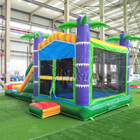 Château gonflable tropical WINSUN avec double toboggan et design palmier pour les fêtes d'enfants en plein air, location commerciale