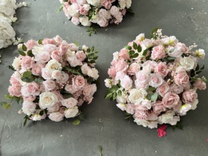 Boule de fleurs artificielles W-D028, fleurs roses, gypsophile, roses, pour centres de table de mariage, décorations de fête - Product Image 2