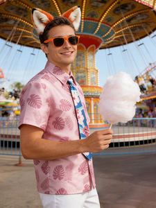 Costume de personnage renard pour homme, chemise rose, pantalon blanc, costume de cosplay pour <span class=keywords><strong>couple</strong></span>, costume d'Halloween, tenue de fête de carnaval, tenue quotidienne - Product Image 3
