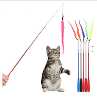 Mainan Kucing Modern Tongkat Penggoda Retraktil Tiga Bagian Bulu Penjualan Panas Ukuran 40cm MOQ 10pcs