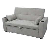 Sofá Cama Plegable Futón con Portavasos y Bolsas Almacenable, Muebles Ahorradores de Espacio para Sala de Estar/Apartamento
