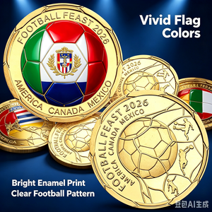 Pièce de monnaie commémorative 3D de football <span class=keywords><strong>FIFA</strong></span> 2026 des 48 équipes, médaille en métal de collection, décoration d'intérieur - Product Image 3