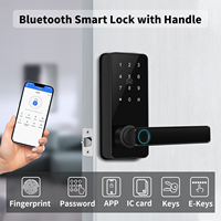Cerradura de manija de cilindro inteligente conectada a la aplicación TTLock, entrada de código de contraseña de huella dactilar, cerrojo para puerta de aluminio, seguridad, dormitorio, Oficina