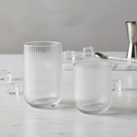 Lot de verres réutilisables à rayures verticales, style rétro, artisanaux, lavables au lave-vaisselle, pour bars, fêtes et services de traiteur