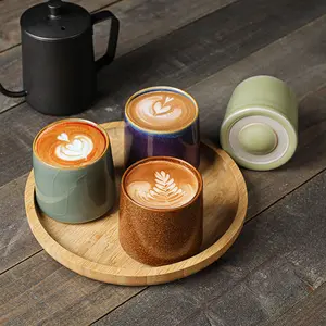 Taza de café de cerámica giratoria de estilo moderno, taza de té de cerámica corta gruesa, NT007V, venta al por mayor