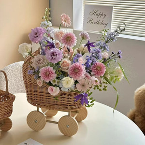 Baby <strong>Basket</strong> Handmade Stroller <strong>Wicker</strong> <strong>Storage</strong> <strong>Basket</strong> Flower <strong>Basket</strong> Photography Props Children's Toys Pet <strong>Basket</strong> - Product Image 1