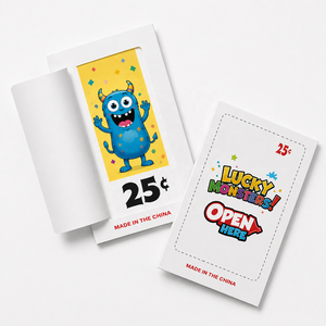 บัตรซีลแบบดึงเปิดลายมอนสเตอร์นำโชคส่วนบุคคล พร้อมหน้าต่างเดี่ยวและหมายเลขซีเรียล สำหรับการระดมทุนและกิจกรรมต่างๆ - Product Image 1