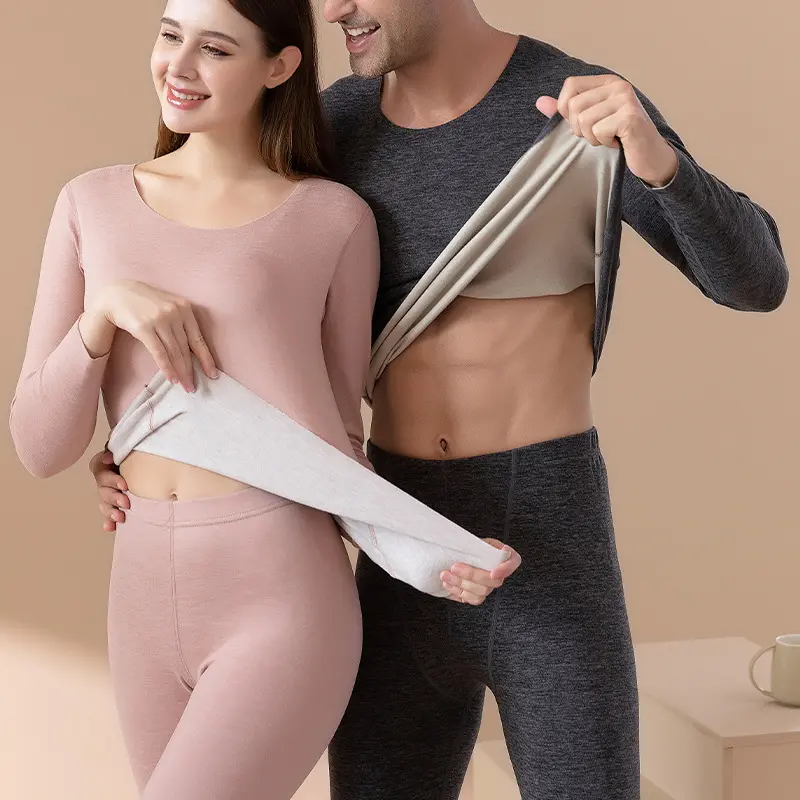 Silk Wool Fabric Keep Warm Slim Fit Couples Thermal Clothes Long Johns Thermal Underwear For Women And Men