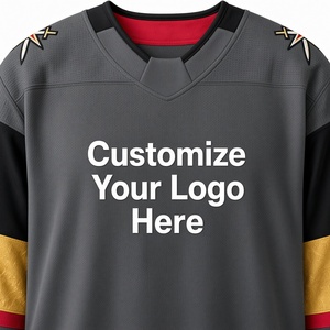 Maillot de hockey sur glace personnalisable noir, or, rouge, imprimé par sublimation, manches longues, vêtements pour hommes adultes, col en V - Product Image 3