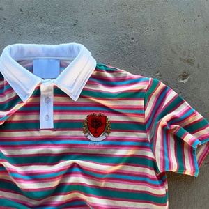 Shirts Manufacturer Custom Summer Casual Wear <b>Short</b> <b>Sleeve</b> 100% Cotton Embroidery Design Stripes Lapel Collar <b>Button</b> <b>up</b> Shirts - Product Image 4