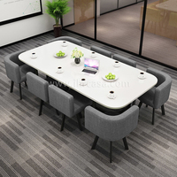Table à manger en marbre blanc naturel, fabrication d'usine, avec ensemble de chaises en bois pour 6 personnes