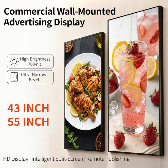 New Wholesale 43 55 Inch Anti-Glare Window Display Advertising Lcd Display Indoor Advertising Wall-Mounted Advertising Display