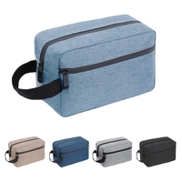 Sac de toilette pliable en polyester pour homme, personnalisé en gros, fermeture éclair, trousse de maquillage, organisateur de rasage, trousse de voyage