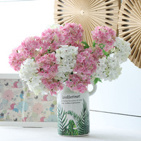Bunga Hydrangea Plastik Lunak Cetak 3D dengan Lapisan Berbasis Lem; Hydrangea Beri Berkepala Dua, Tanaman Hijau Buatan