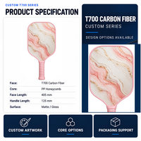 Fournisseur de raquettes de pickleball en fibre de carbone T700, surface brillante, protection des bords personnalisée, couleur et poignée au choix