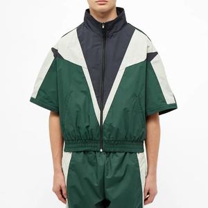เสื้อแจ็คเก็ตวอร์มผู้ชายแบบถอดแขนสั้นได้ ผลิตจากไนลอน 100% ตัดต่อสีตัดกัน ดีไซน์แบบแพทช์เวิร์ค เหมาะสำหรับเล่นกีฬาและออกกำลังกาย - Product Image 2