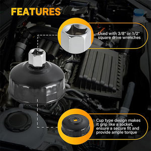 Jeu de clés à douille universelles 15 pièces en acier au carbone pour bouchon de <span class=keywords><strong>filtre</strong></span> à <span class=keywords><strong>huile</strong></span>, avec entraînement 3/8 pouce et douilles 14 pièces, moulées par soufflage - Product Image 4