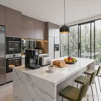 Meubles de cuisine modulaires de style australien sur mesure BALOM, combinaison de bois massif MDF et marbre, armoires de cuisine certifiées CE