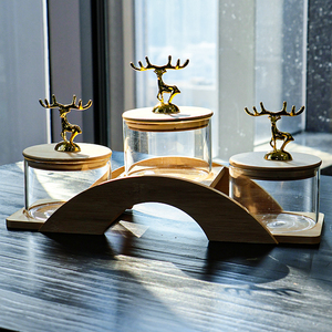 Glass Sealed <strong>Jar</strong> Wholesale Household Coffee Bean <strong>Storage</strong> <strong>Jar</strong> with Wooden Lid Kitchen Glass <strong>Storage</strong> <strong>Jar</strong> Set - Product Image 6