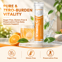 Comprimés effervescents de vitamine C naturelle et saine 1000 mg, 20 comprimés, saveur orange, soutien immunitaire, antioxydant, sans sucre, sans gluten