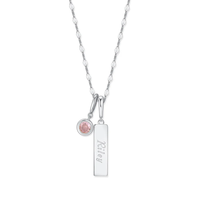 Collier personnalisable Jietao en acier inoxydable plaqué or 18 carats avec pendentif barre verticale gravable et pierre de naissance, bijoux vierges pour femme