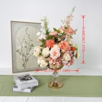 Décorations de table de mariage OEM/ODM, guirlande d'hortensias, arrangement floral blanc et rouge corail, boule de fleurs