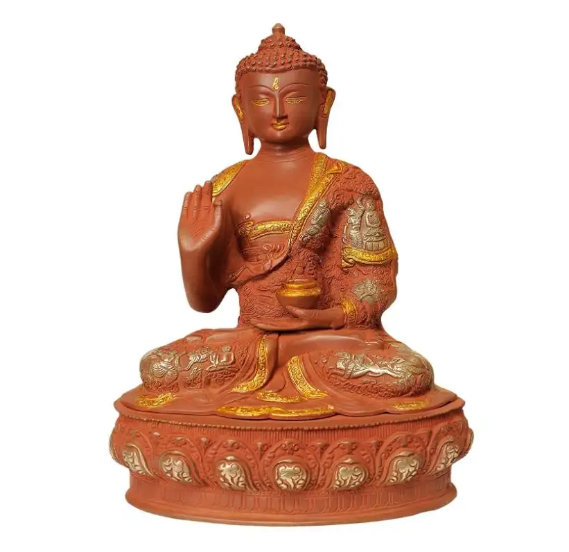 テラコッタ仕上げの彫像、アンティークの仏テラコッタチベット仏