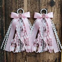 Bottes de cowboy avec pendentif décoratif en nœud papillon, accessoire en ruban écossais rose, accessoire pour bottes de style western