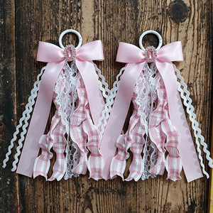 Botas de Cowboy com Pingente Decorativo de Laço, Acessório de Fita Xadrez Rosa, Acessório para Botas Estilo Western - Product Image 6