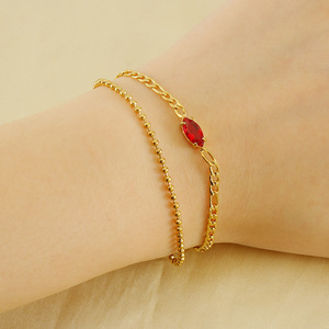 Zogxin Gold Plated Double Layer Chain <b>Bracelet</b> With Zircon Stone For Women Everyday Wear - Product Image 3