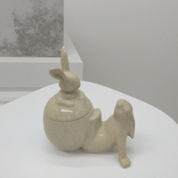 Nordique Art déco pâques glaçure lapin pot en céramique décor à la maison cuisine pot de rangement