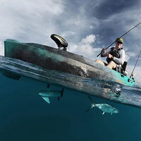 Ensemble combiné de pêche à pédale Kayak avec moteur hors-bord électrique + auvent de protection solaire + flotteur de kayak et canne à pêche gratuite + support de canne * 2