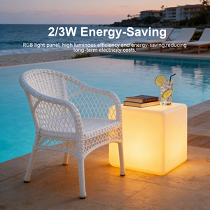 Taburete de Bar con Luz LED de Plástico para Jardín Exterior de 40 cm, Muebles con Luz LED para Salón, Discoteca, <span class=keywords><strong>Bistro</strong></span> - Product Image 2