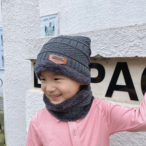 Chapeaux d'hiver <span class=keywords><strong>en</strong></span> tricot pour filles, bonnet pour enfants, ensemble d'écharpe chaud avec crâne et doublure polaire épaisse pour enfant - Product Image 6