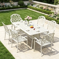 Ensemble de table et de chaises de salle à manger d'extérieur en alliage d'aluminium - Durable, imperméable, écologique pour la cour et le jardin