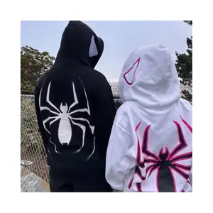 2024 europeo Halloween personalizado hombres y mujeres sudaderas con capucha Y2K parejas grande Spider Man Zip Hoodie