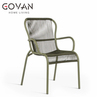 Fauteuil de salle à manger extérieur pour hôtel et jardin au design moderne avec structure en aluminium thermolaqué et tressage en corde écologique