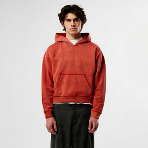 Sudadera con Capucha Extra Grande Unisex con Logotipo Personalizado Premium, Sudadera de Algodón Tejido Francés para Hombre, Estilo Casual Otoñal con Bolsillo, Lavado Ácido, Efecto Desgastado por el Sol - Product Image 1
