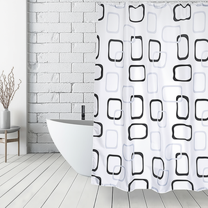 Cortina de ducha de tela de poliéster con patrón geométrico, decoración para baño, 180x200 cm - Product Image 3
