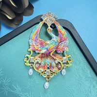 Broche Paon 3D en Émail 6 Couleurs avec Perle Imitation Goutte d'Eau, Épingle de Revers Unisexe de Luxe, Accessoire de Costume Formel